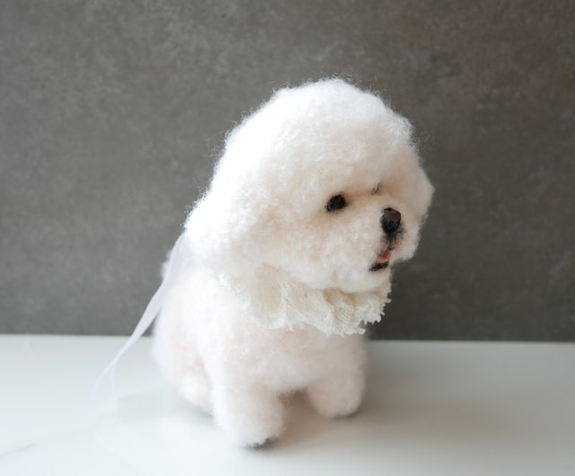 ビションフリーゼ 羊毛フェルト お座り ホワイト ビションフリーゼの羊毛フェルト 犬 羊毛フェルト chai♡hima