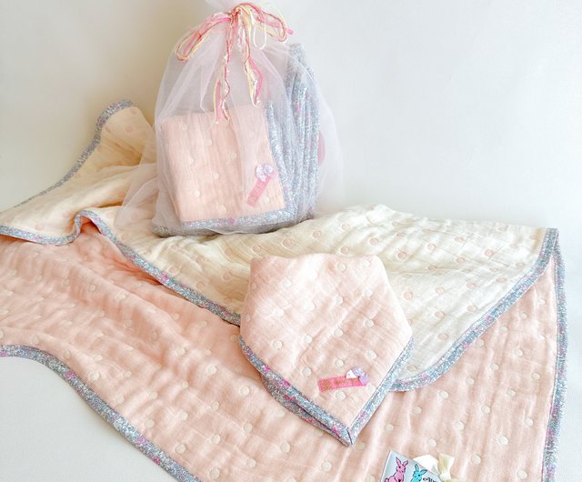 ガーゼケットオーダー︎ドットリボンピンク ガーゼケットオーダー