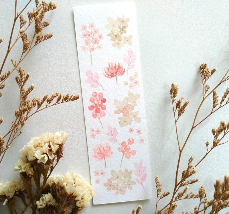 Pink Floral Watercolor Illustration Bookmark, Card (Original) - Cards & Postcards - Paper Pink