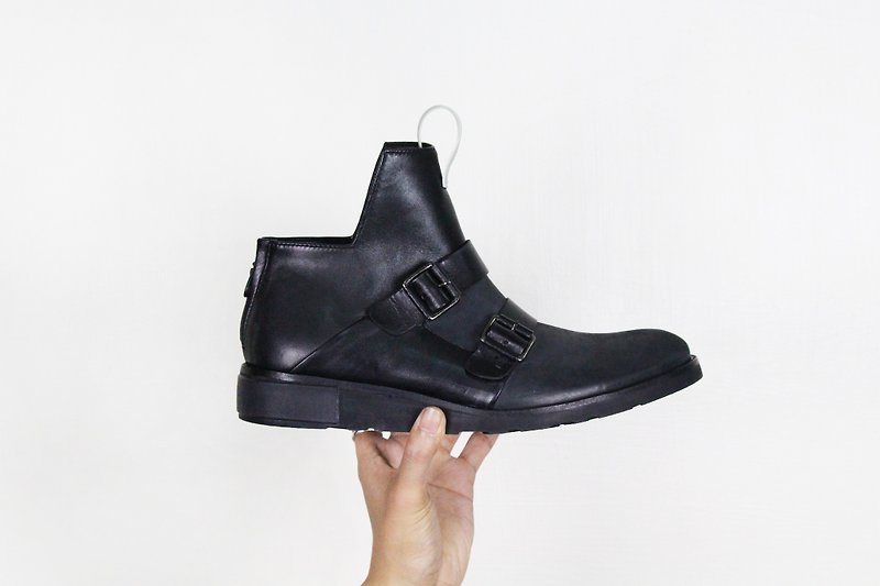 Boots Vibram shoes Warrior M1158 Black - Men's Boots - Genuine Leather Black