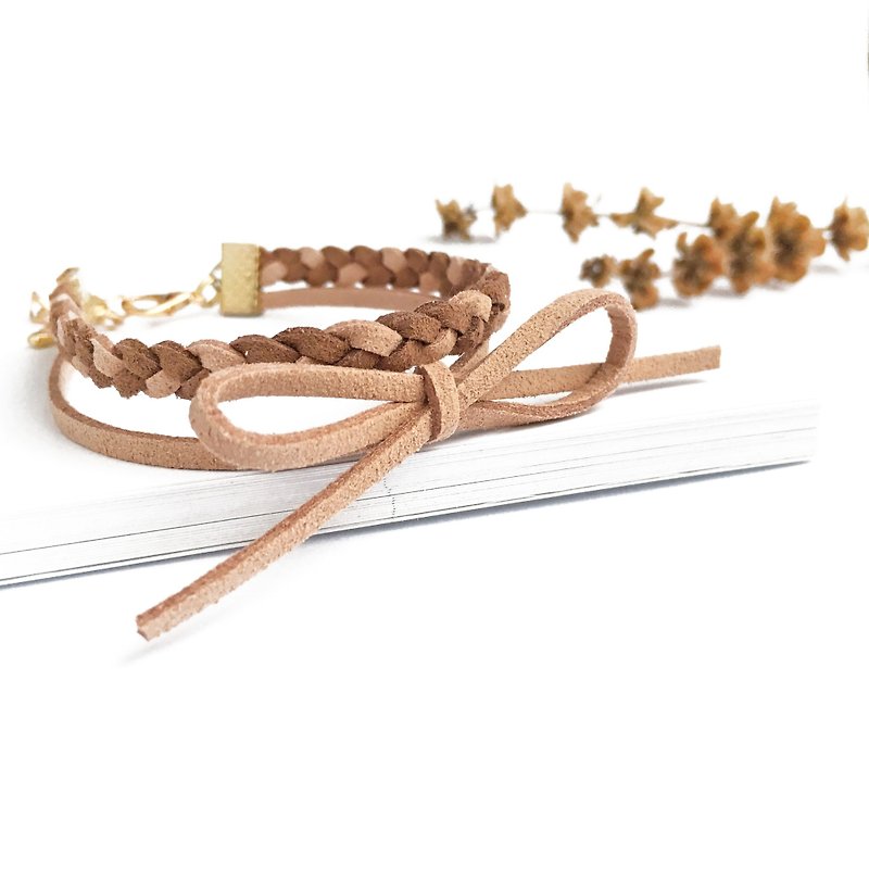 Handmade Double Braided Stylish Bracelets Rose Gold Series–chocolate limited - สร้อยข้อมือ - วัสดุอื่นๆ สีนำ้ตาล