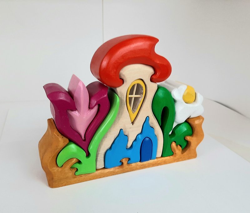 Sensory Fairy Houses Toddler Puzzle Toys / Montessori Puzzle Gift for Boys - ของเล่นเด็ก - ไม้ หลากหลายสี