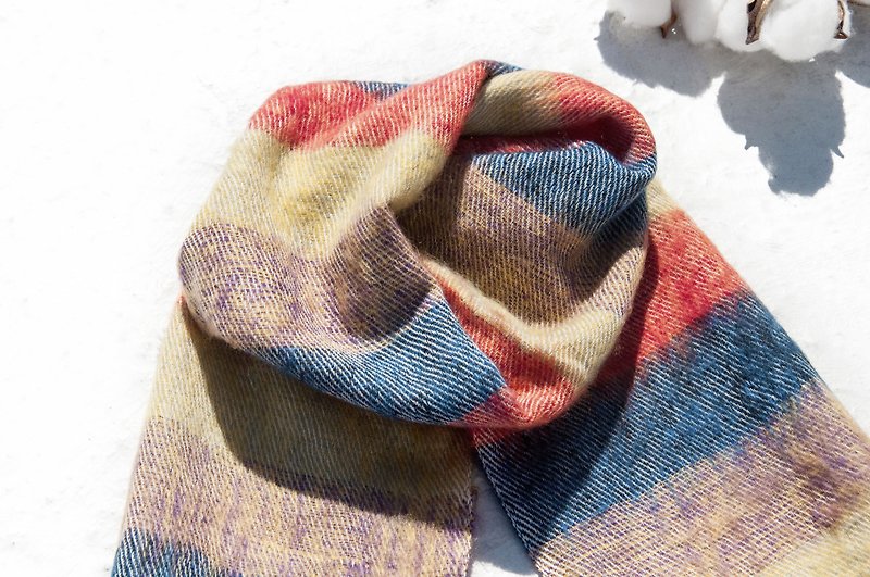 Birthday Gift Pure Wool Scarf / Hand Knitted Scarf / Knitted Scarf / Pure Wool Scarf-Orange Vanilla - Scarves - Wool Multicolor