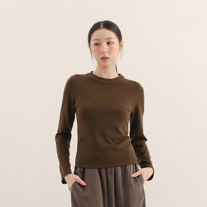 Serenor_從容毛料針織上衣_25AF003_咖 - 女襯衫 - 其他材質 咖啡色