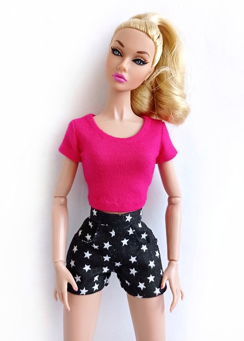 La-la-lamb La-la-lamb Hot pink top with short sleeves for Poppy Parker 12 inch dolls