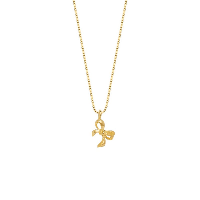 Treasure Chest Gold Jewelry 9999 Gold Pure Gold Bow Pendant/Necklace/Clavicle Chain - สร้อยคอ - ทอง 24 เค สีทอง