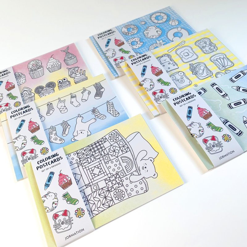 Coloring Postcards Set (6 pcs.) - 卡片/明信片 - 紙 