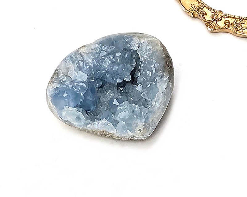 天然原礦超美深藍天青石愛心花簇 天青石洞 家居 辦公室 擺件 - 其他 - 水晶 藍色