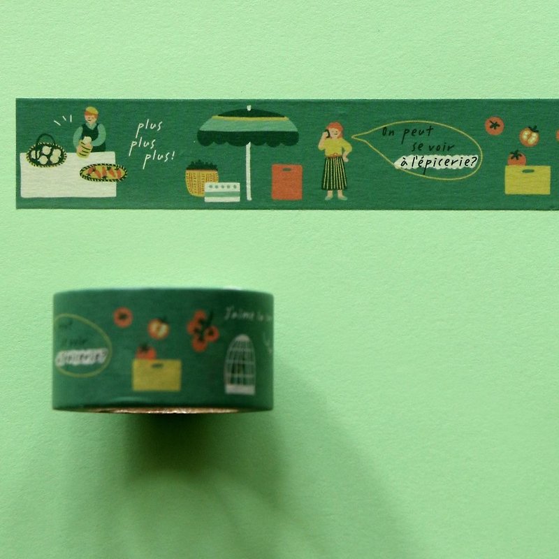 25mm單捲紙膠帶-09蔬果店,E2D15671 - 紙膠帶 - 紙 綠色