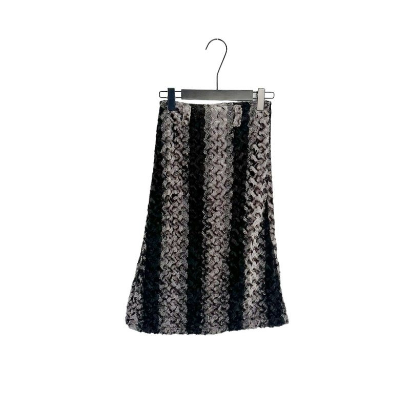 二手 咖啡黑配色 紋路絨 合身 高腰 24 長裙 PF105 - 裙子/長裙 - 聚酯纖維 灰色
