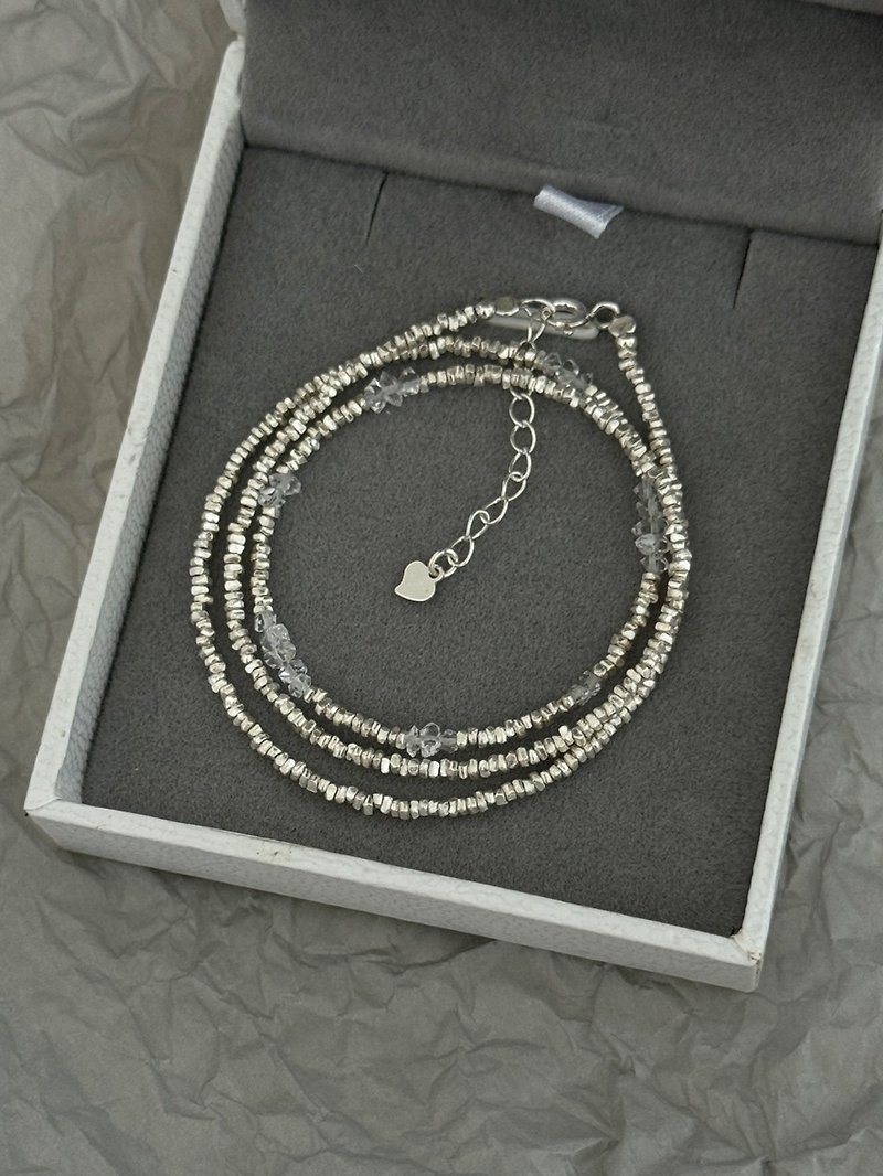 Shining Diamond Stone Broken Silver Silver Necklace - สร้อยคอ - เงินแท้ 