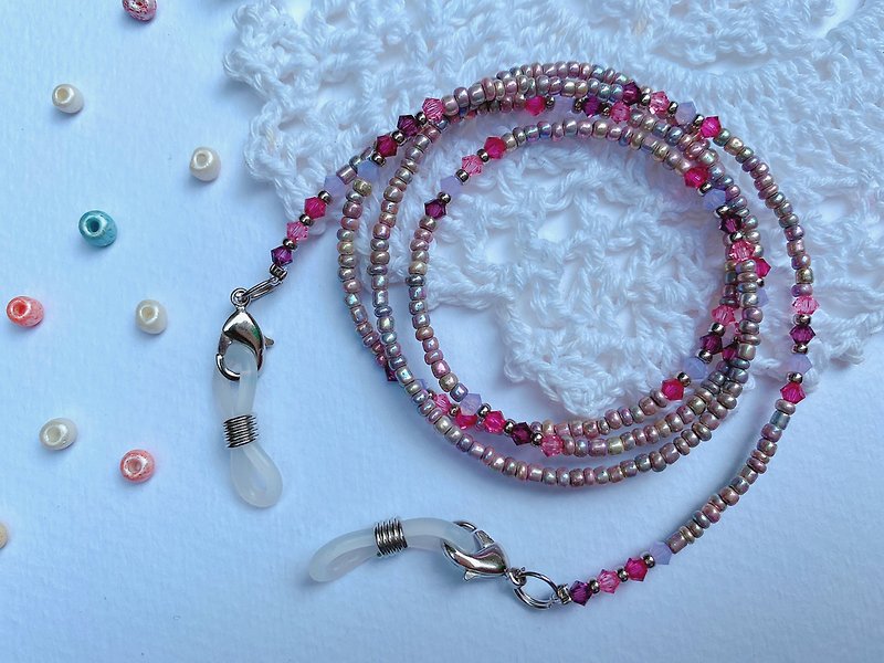 迷之作-貝殼光手作口罩鏈眼鏡鏈 - 掛繩/吊繩 - 其他材質 粉紅色