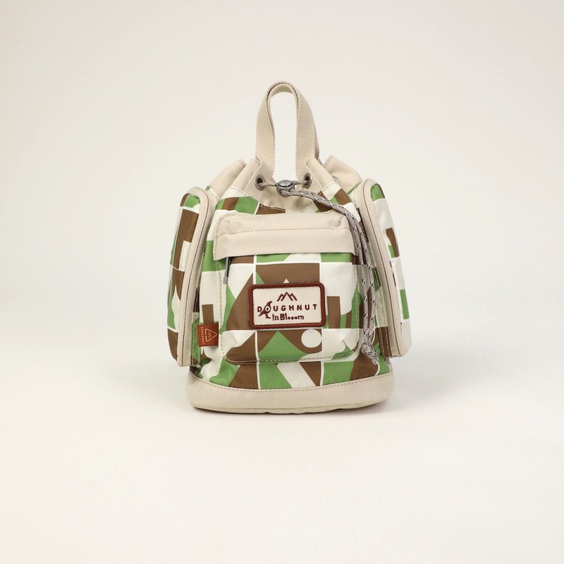 Pyramid Tiny three-way bucket bag/print music x DOUGHNUT/mountaineering impression - Messenger Bags & Sling Bags - Eco-Friendly Materials Green