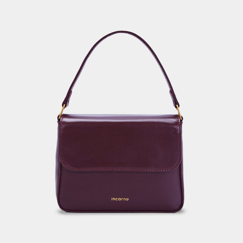 經典酒紅色皮革肩背包——可轉換式女用手提包與手拿包 - 手提包/手提袋 - 真皮 紫色