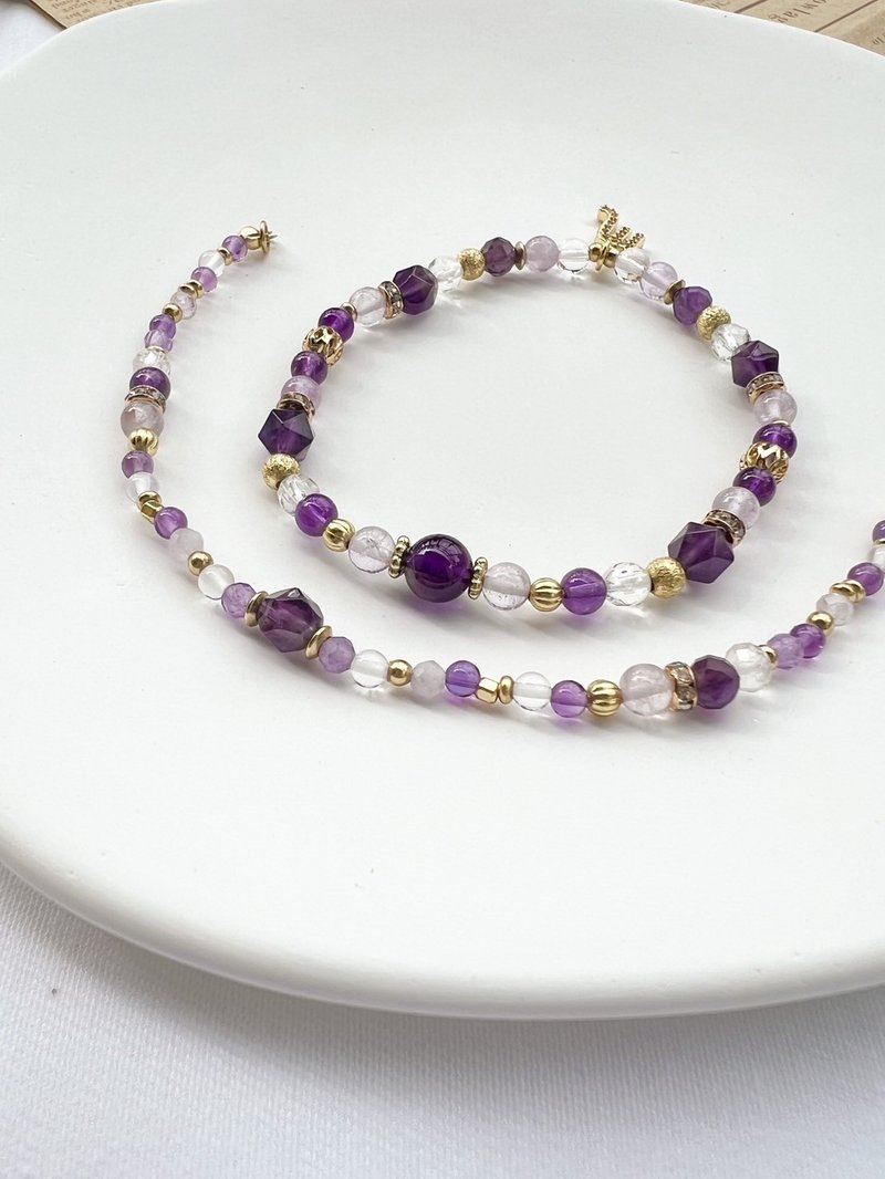 [Zodiac Double Chain Scorpio] Water Sign Amethyst Crystal Bracelet - สร้อยข้อมือ - คริสตัล 