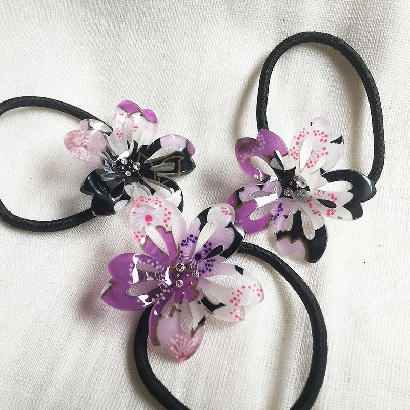 Cherry blossoms ponytail-purple - Hair Accessories - Acrylic Purple