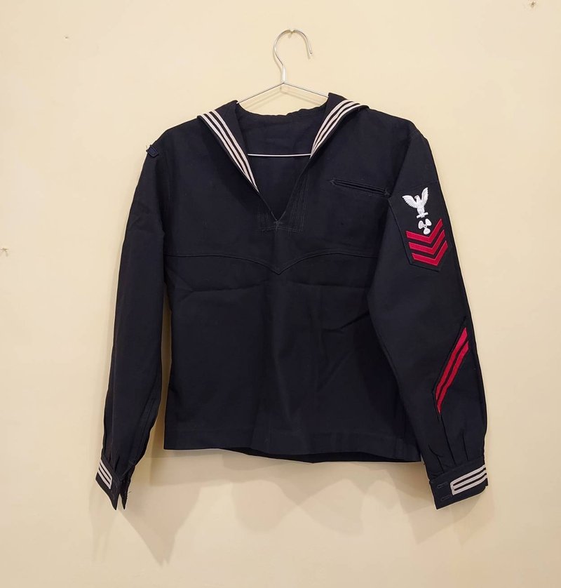 Vintage U.S. Navy official issue dark blue blended material sailor uniform pullover jacket G style - เสื้อโค้ทผู้ชาย - ผ้าฝ้าย/ผ้าลินิน สีน้ำเงิน