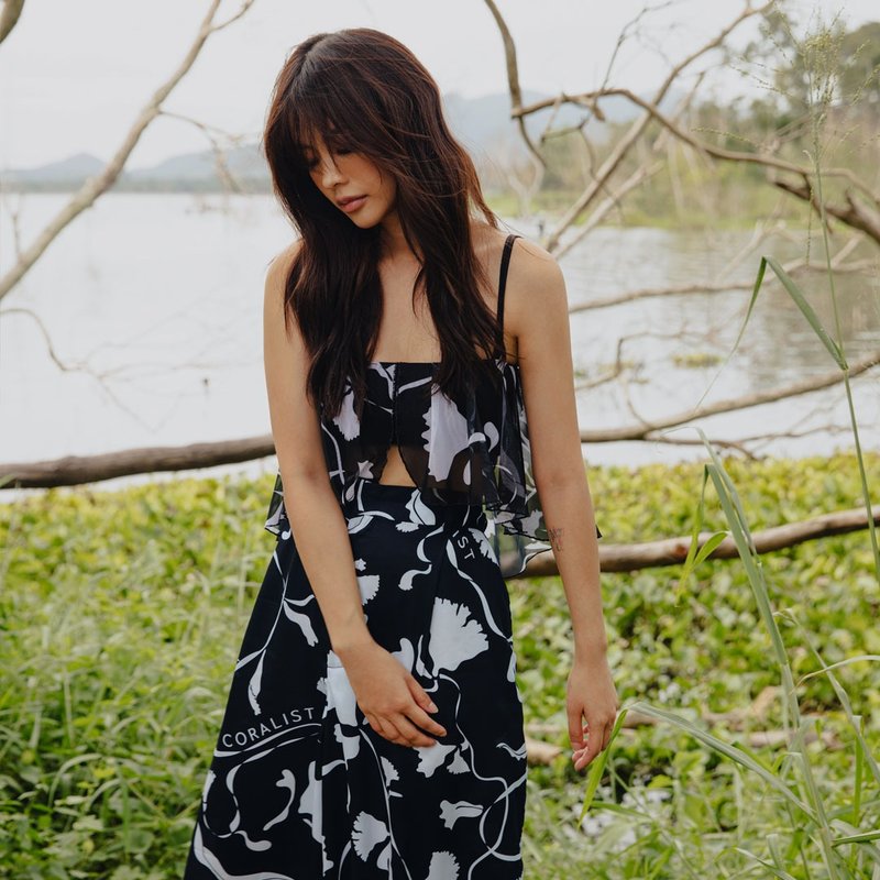 'Vane' - Ruffle bandeau top in Midnight Garden (CRBW144) - 女泳衣/比基尼 - 其他材質 