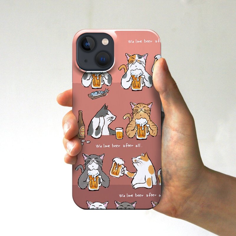 Smartphone case Cats toasting with beer Salmon - เคส/ซองมือถือ - พลาสติก สึชมพู