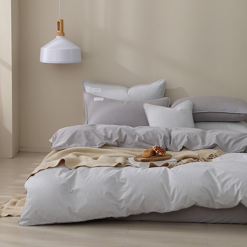 230 woven yarn combed cotton and thin woven quilt cover bed bag set (steamed chestnut) - เครื่องนอน - ผ้าฝ้าย/ผ้าลินิน สีกากี