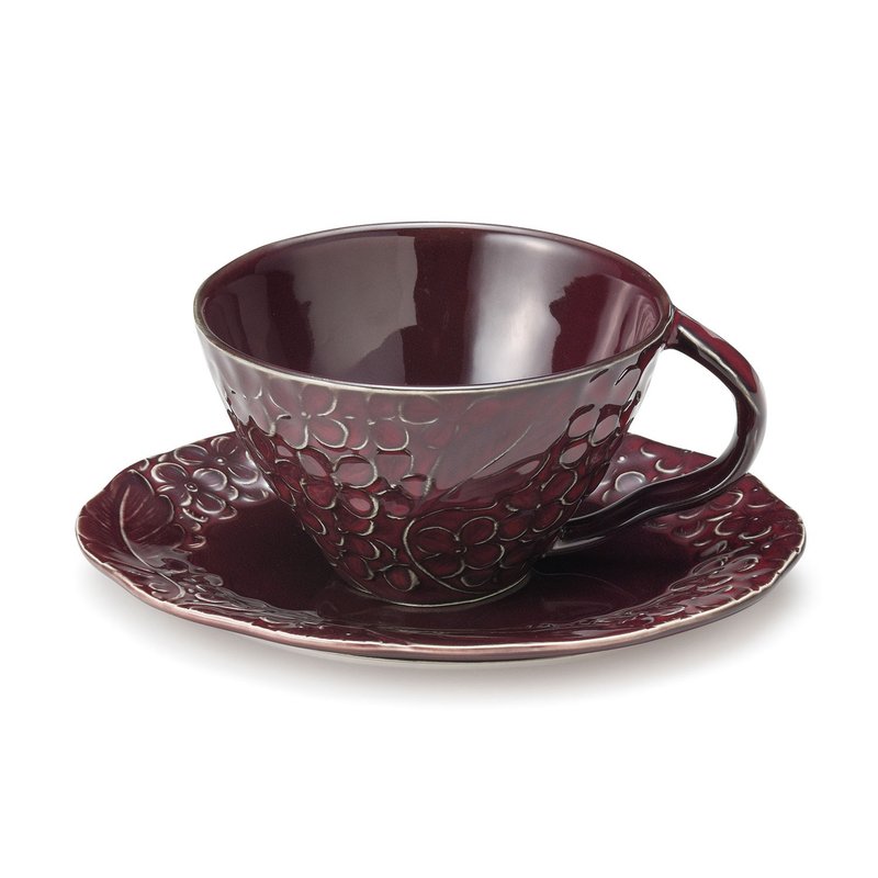 Lien lian cup saucer purple cup and saucer - ถ้วย - ดินเผา สีม่วง