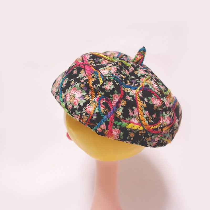 ベルサイユカボチャの帽子のバラ - 帽子 - コットン・麻 ブラック