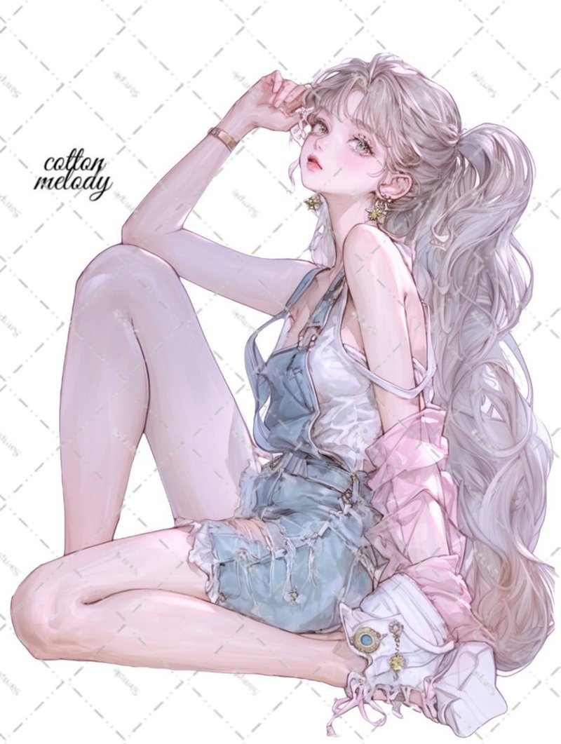 original sticker no.5723 人物ステッカー オリジナルステッカー 人物ステッカー 女の子ステッカー オリジナル人物ステッカー - 貼紙 - 紙 