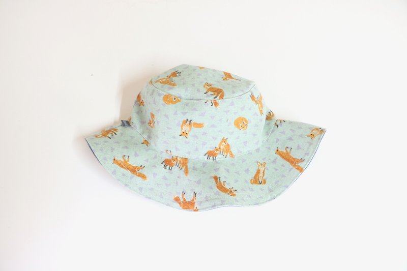 MaryWil handsome large brim hat - little fox (double-sided can wear) - หมวก - ผ้าฝ้าย/ผ้าลินิน หลากหลายสี