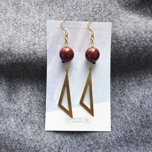 微醺MineHand / 手工飾品設計 優雅轉身::酒紅耳環可改夾式 - Earrings / 一對 / 黃銅耳環 / 復古時尚 / 生日禮物 / 耳環客製設計