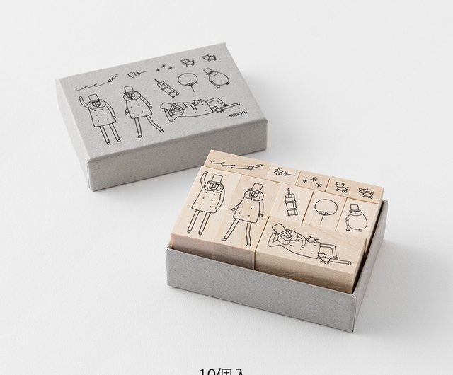 MIDORI おじさん 30周年 木製スタンプセット A - ショップ MIDORI 印鑑