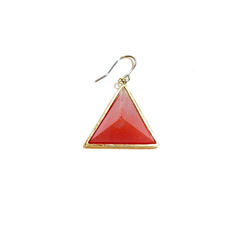 PRISM piercing earring for one ear gold,red - ต่างหู - เรซิน สีแดง