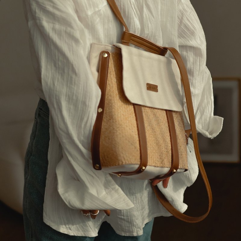 Peanut Mochi Backpack/Rushweed/Canvas/Thickened - Backpacks - Other Materials 