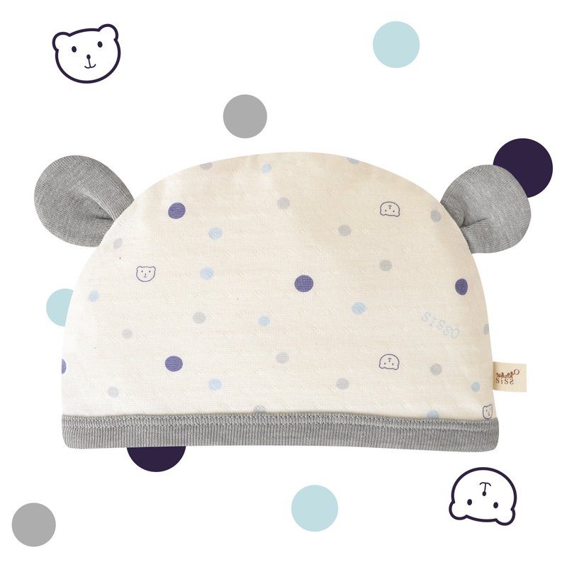 [SISSO Organic Cotton] Fashion Beige Bear Lyocell Cotton Bear Bear Hat F - หมวกเด็ก - ผ้าฝ้าย/ผ้าลินิน ขาว