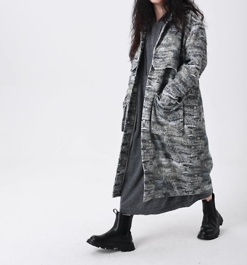 Tendblank 趨於空白 中國風復古 水墨風中長款風衣外套