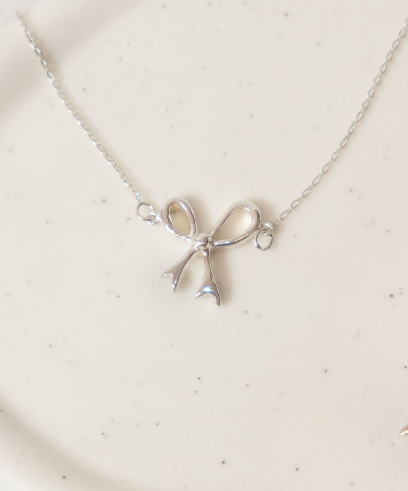 Bow Necklace-Small Bow Necklace - Necklaces - Silver Silver