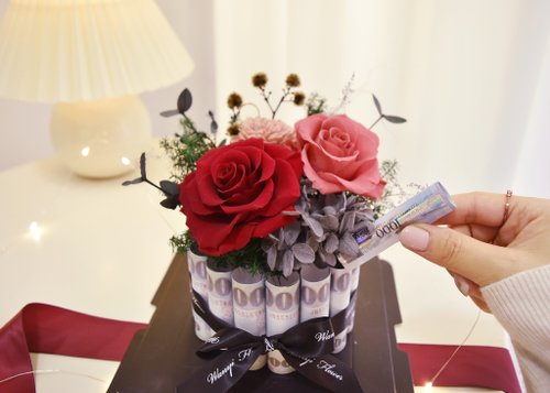 WANYI 玩藝花坊 有錢花蛋糕禮盒 永生花 乾燥花 新年紅包 情人節 生日 母親節