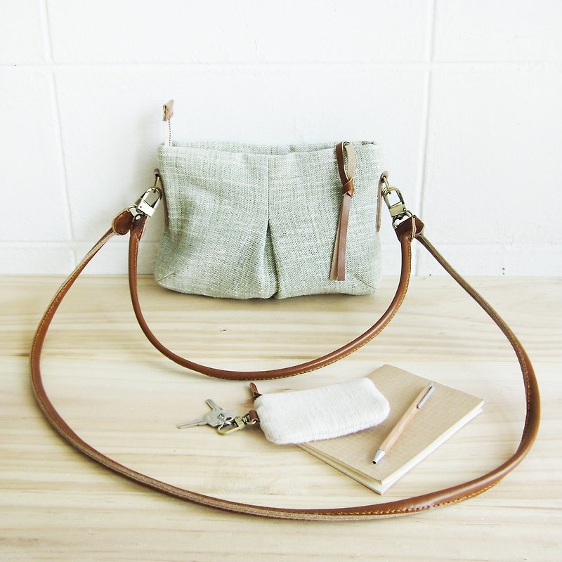 Green Cross-body and Shoulder Mini Skirt Bags Size S  Botanical Dyed Cotton - Messenger Bags & Sling Bags - Paper Green