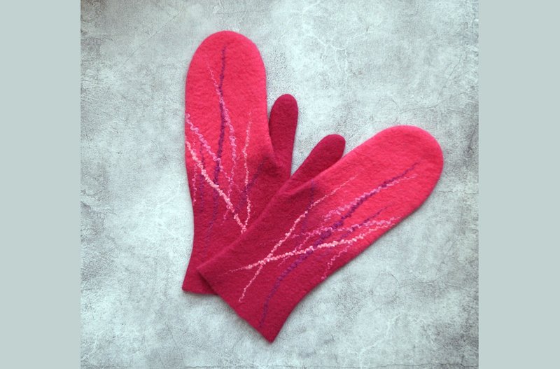 Winter Mittens,Gloves Mittens,Wool Mittens,Warm Mittens,Woolen Mittens,Warm Mitt - 手套 - 羊毛 粉紅色