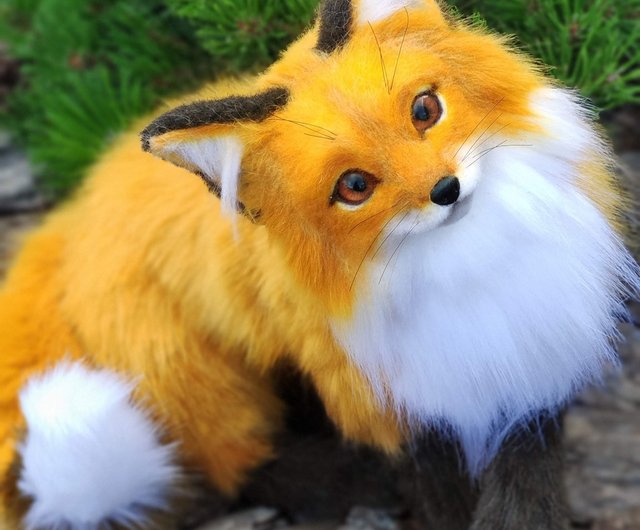 Realistic plush toy Red Fox - Shop MoonFoxToys Stuffed Dolls