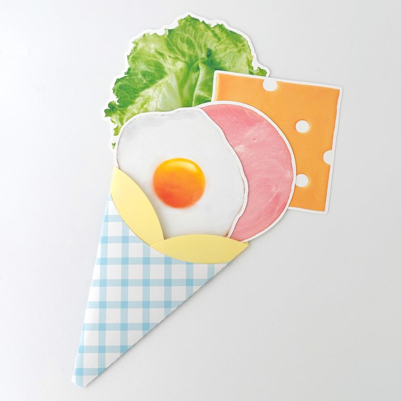 愛があふれだす! クレープブーケ　お食事セット　寄せ書きメッセージカード - 卡片/明信片 - 紙 黃色