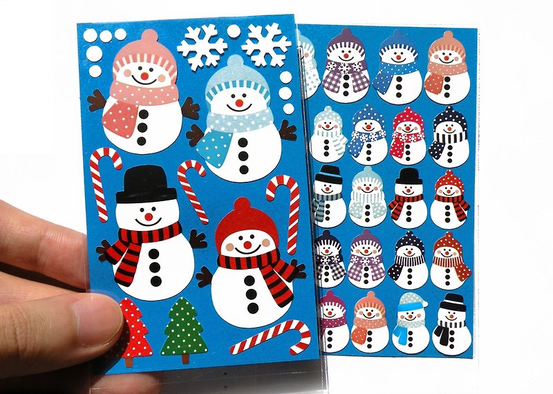 Snowman Stickers (2 Pieces Set) - สติกเกอร์ - วัสดุกันนำ้ ขาว
