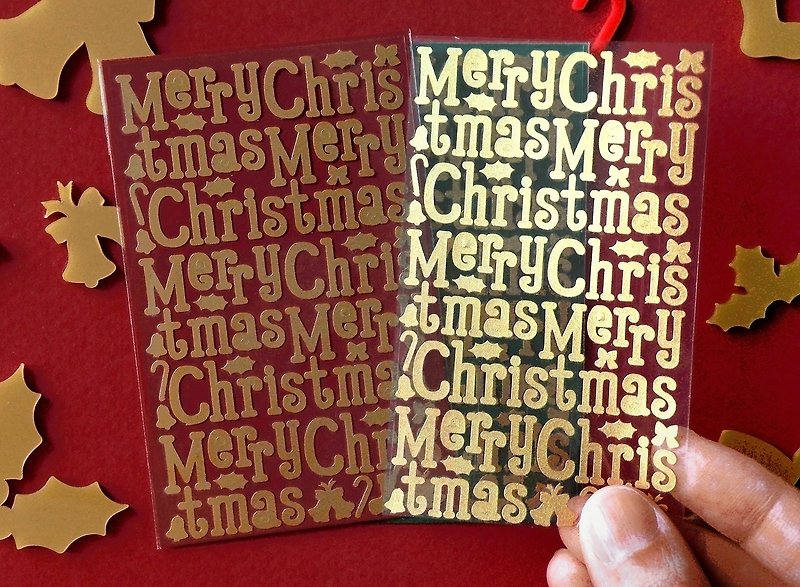 Merry Christmas Stickers (2 Pieces Set) - สติกเกอร์ - วัสดุกันนำ้ สีทอง