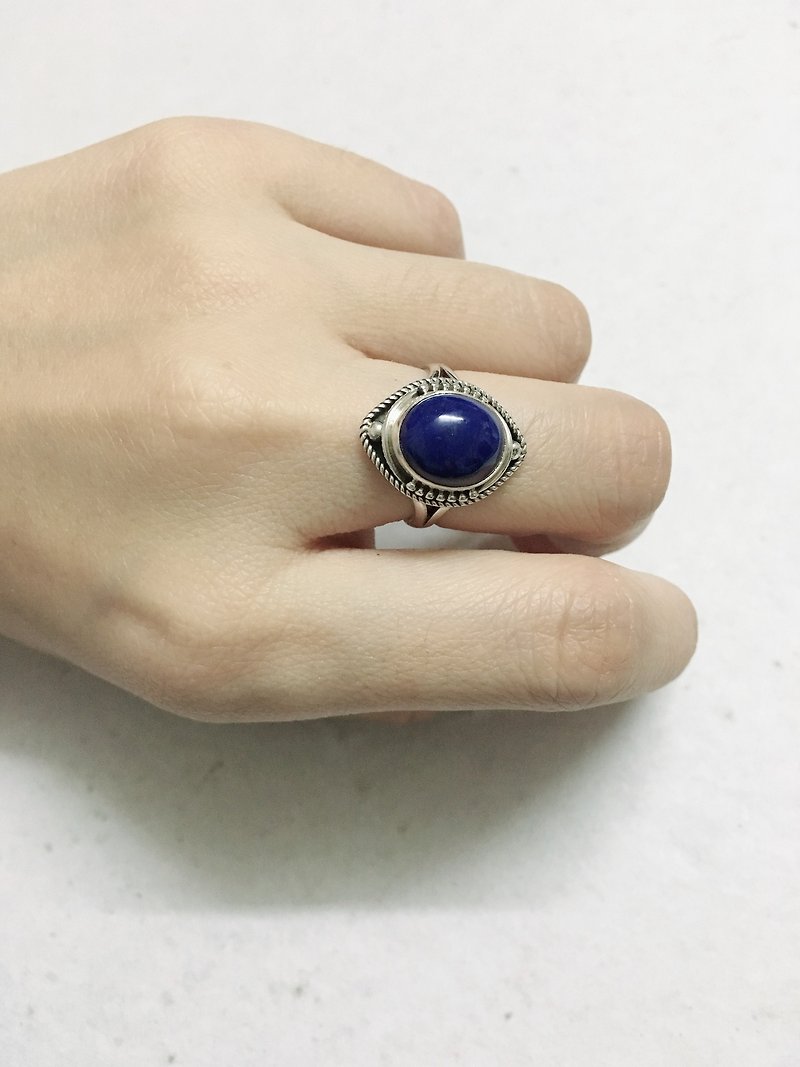 Lapis Finger Ring Handmade in Nepal 92.5% Silver - General Rings - Semi-Precious Stones 