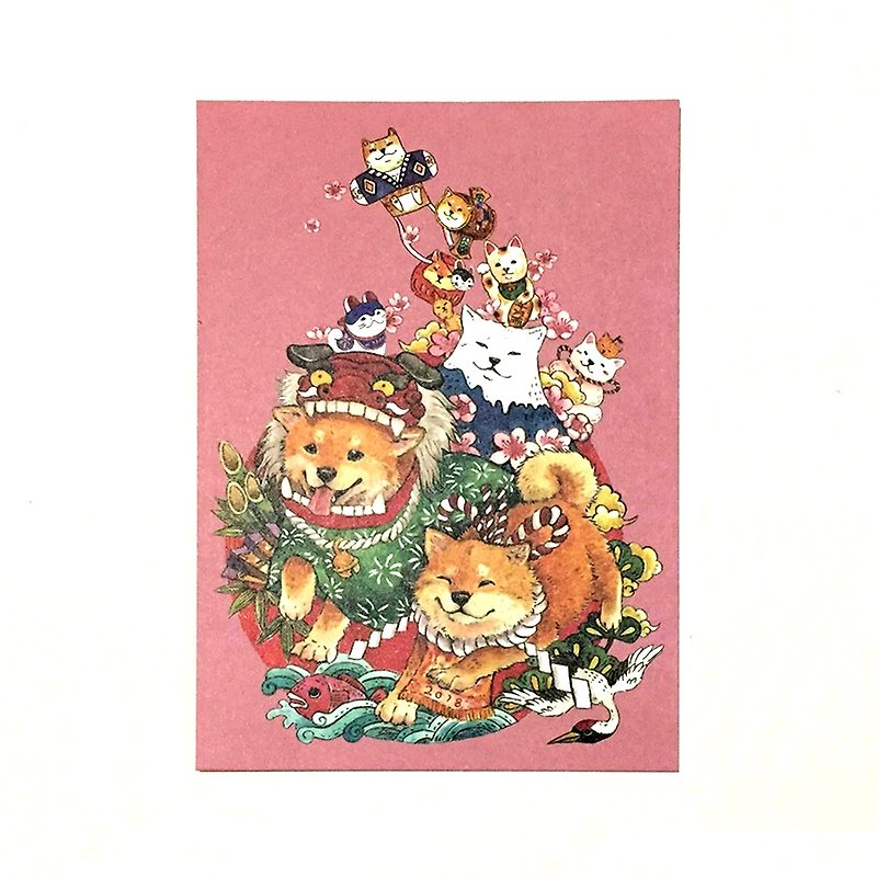 Year of the Dog Greeting Card/Universal Card Shiba Inu Illustration Postcard - Cards & Postcards - Paper 