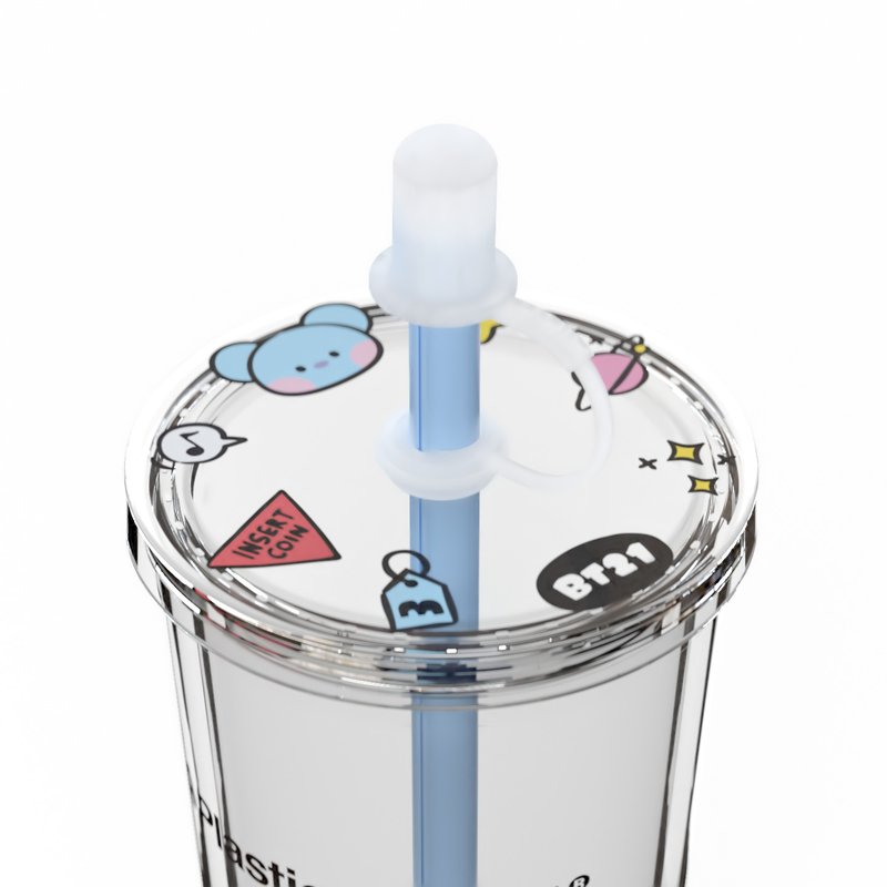 BT21 minini KOYA 透明吸吸杯 - 其他杯子 - 塑膠 藍色