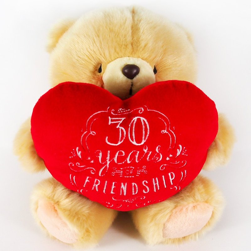 8 inches/heart embroidered fluffy bear [Hallmark-ForeverFriends fluffy 30th anniversary] - ตุ๊กตา - วัสดุอื่นๆ สีแดง