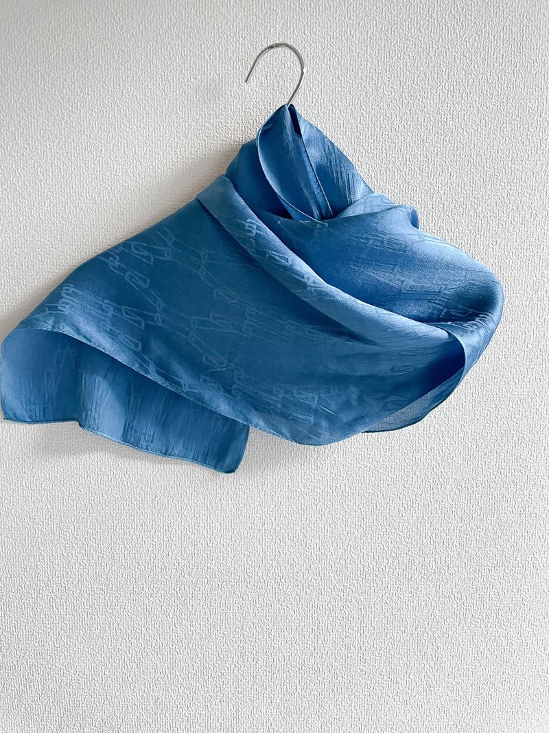 藍染シルクストール チェーン柄　BLUEWIND Silk Stole Aizome Aizen JAPANBLUE - 其他 - 棉．麻 藍色