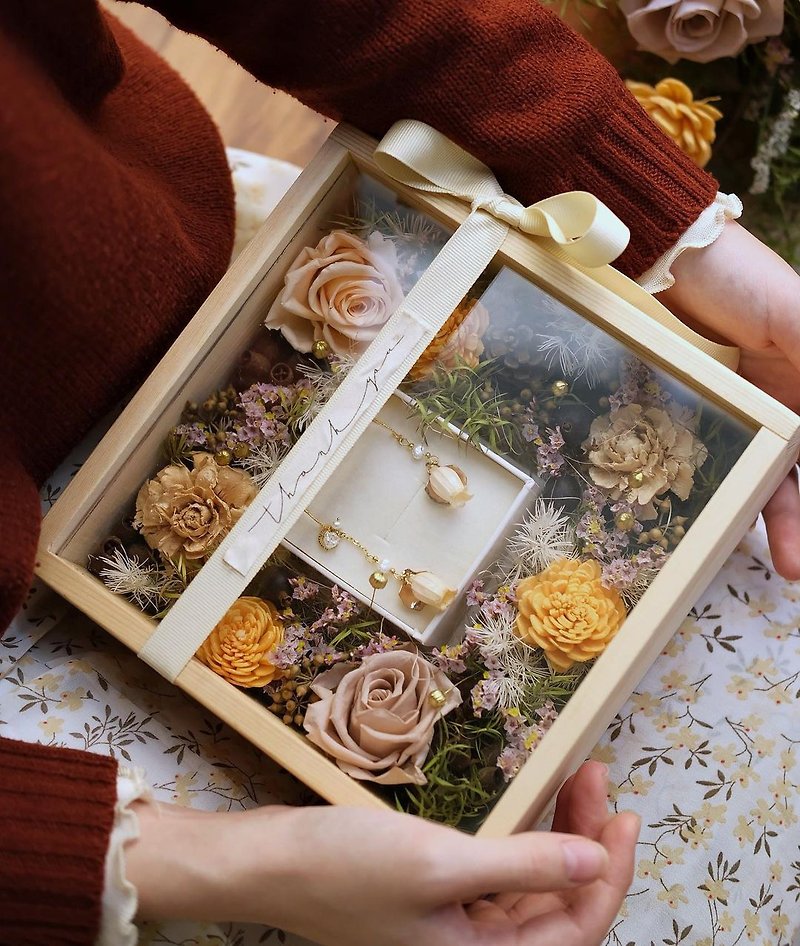 Dried Flower Frame Box - ที่คั่นหนังสือ - พืช/ดอกไม้ สีส้ม