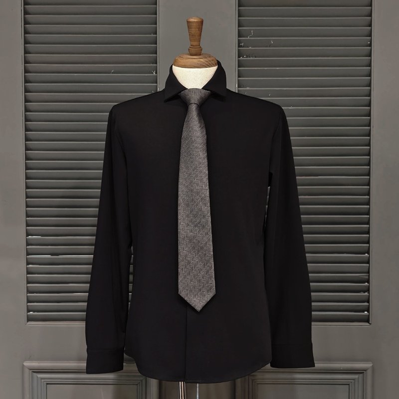 極簡涼感合身襯衫-HG-0441(黑) - 男襯衫/休閒襯衫 - 其他人造纖維 黑色