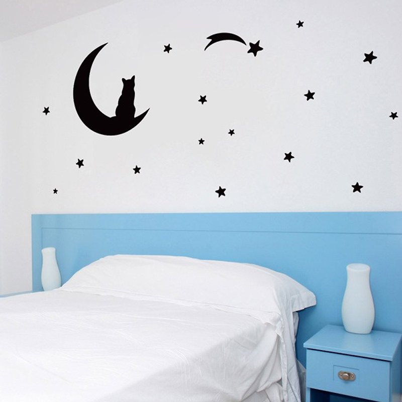 Smart Design creative seamless wall stickersMoonnight cat (8 colors optional) - Wall Décor - Paper Black